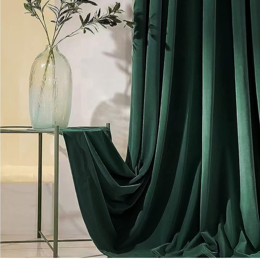 Velvet Emerald Green Blackout Curtains